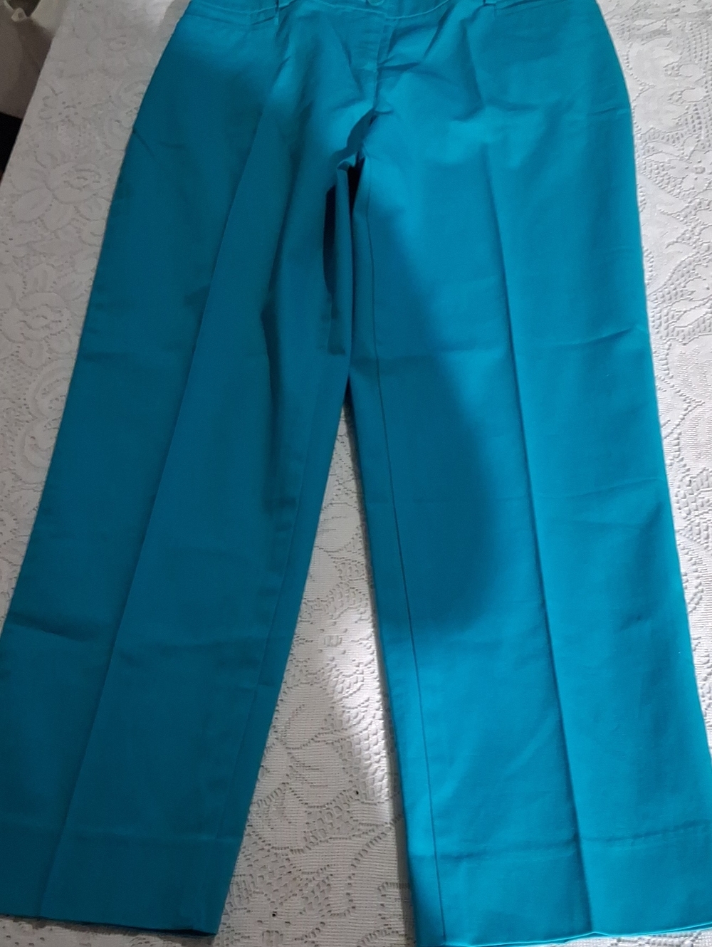 Talbots Bright Teal Straight-Leg Dress Pants.